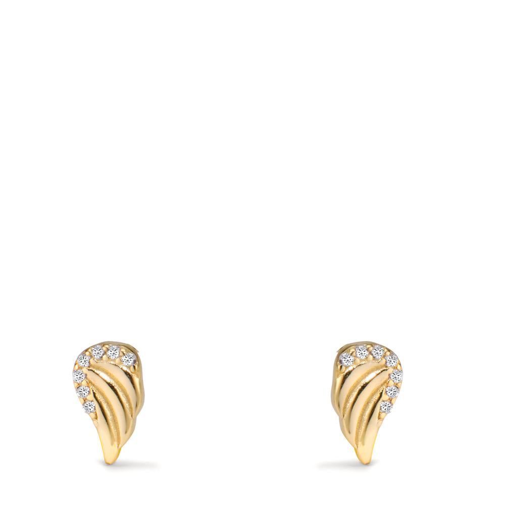 Clous d'oreilles Argent Zircone jaune Plaqué or Aile