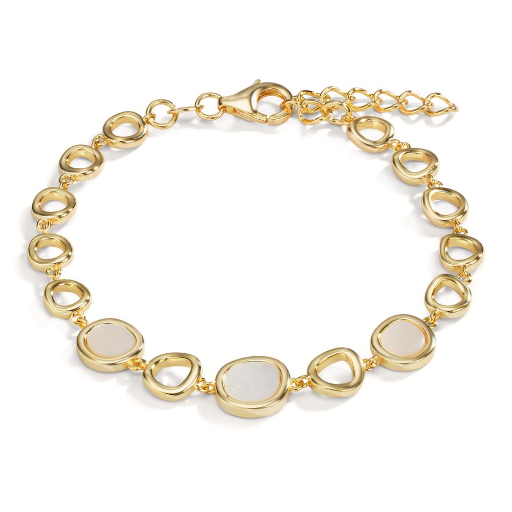 Bracelet Argent jaune Plaqué or nacre 16-19 cm